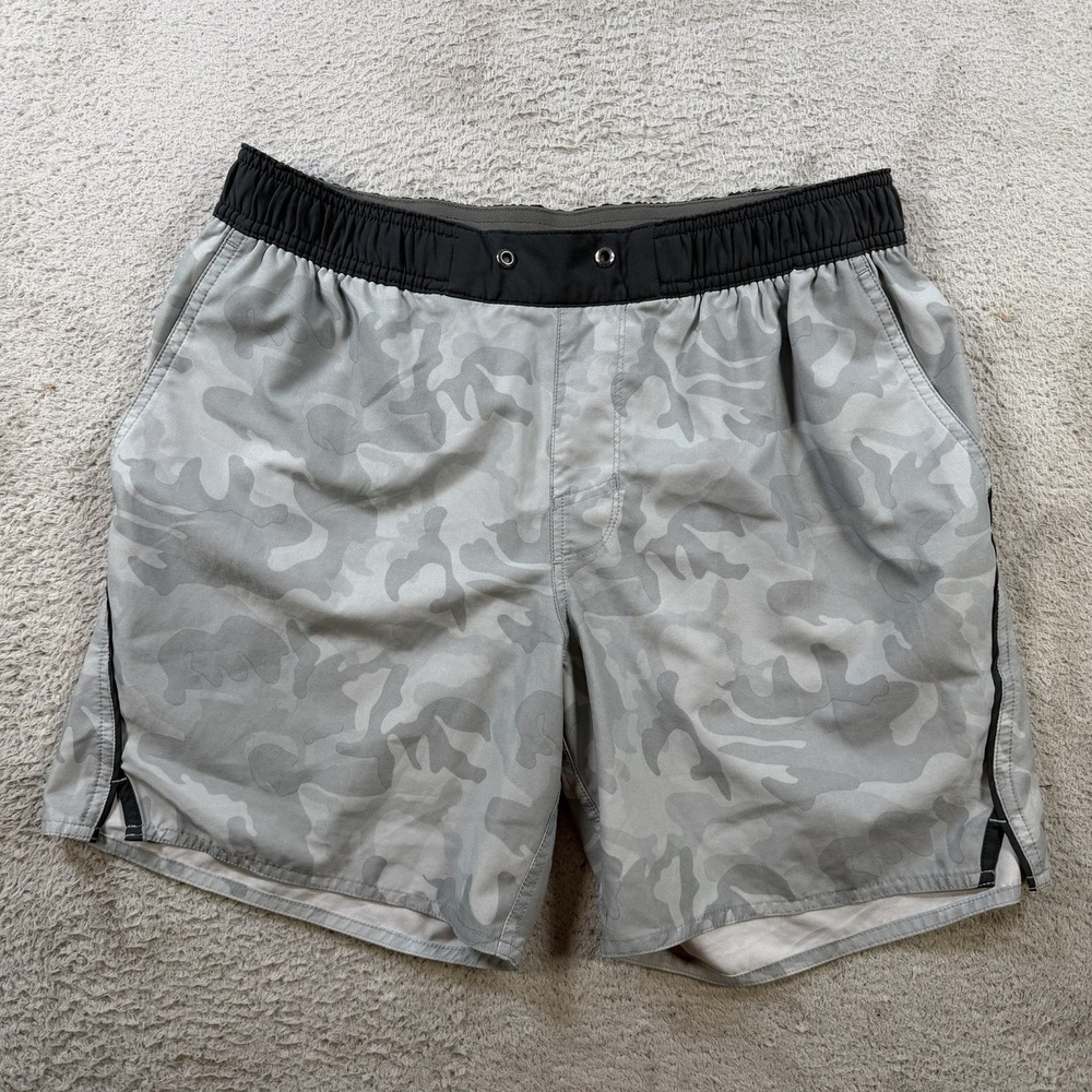Vuori Trail Shorts Mens Medium Grey Camo Athletic Training Running Active Gym